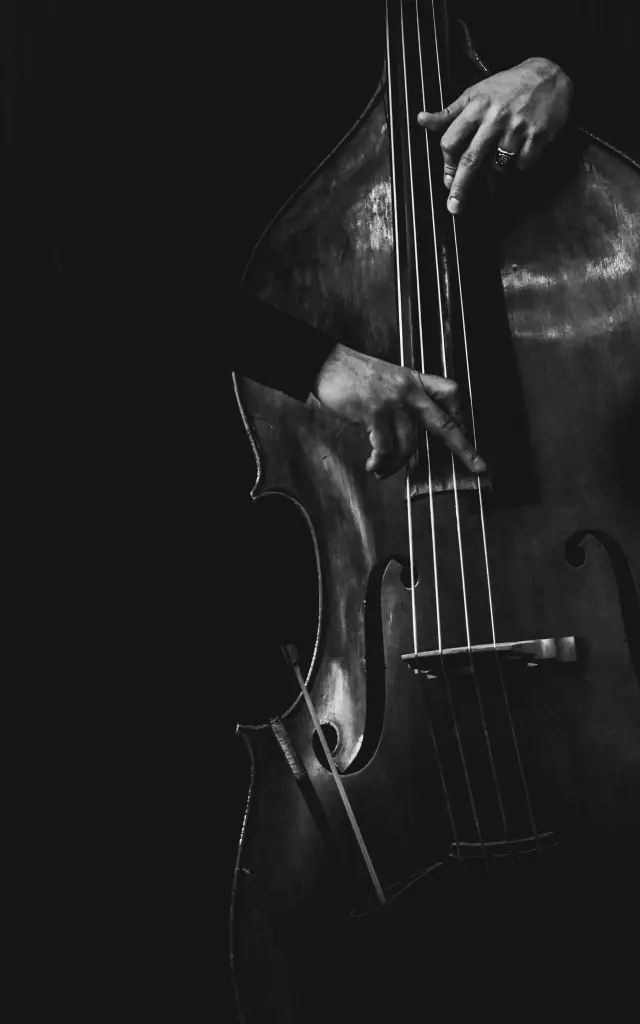 Main tenant un archet sur un violoncelle