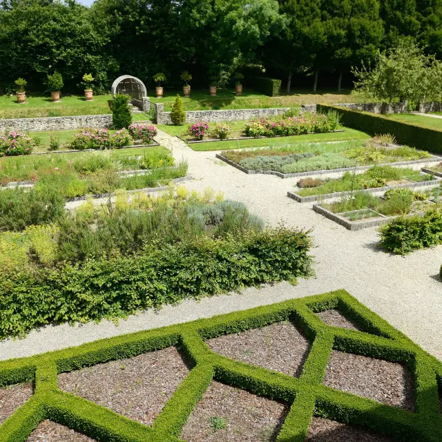 Medieval garden with plants and aromatic herbs