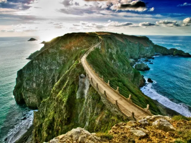 Winding road on a coastal cliff