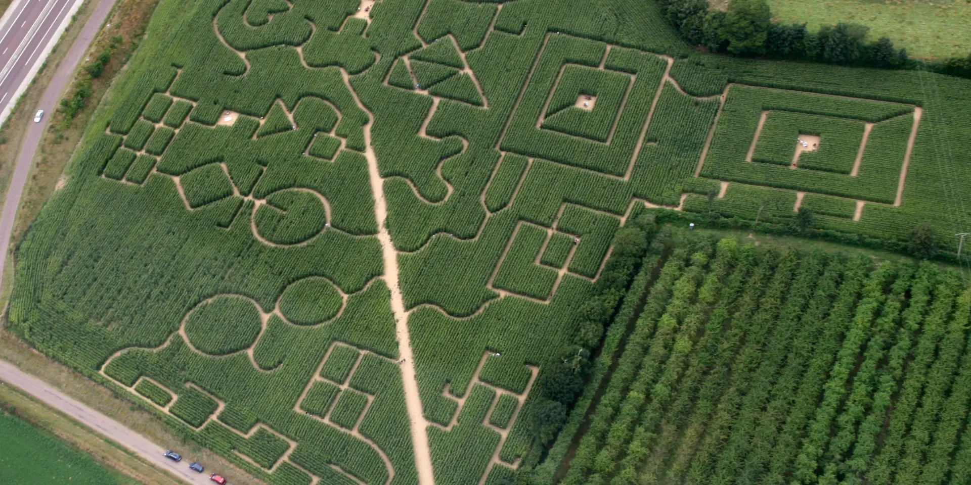 Vue aérienne du labyrinthe de Maïs