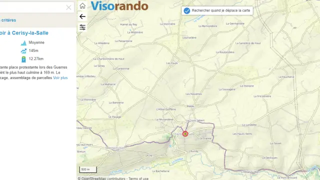 Carte interactive montrant le circuit du travail à Cerisy-la-Salle