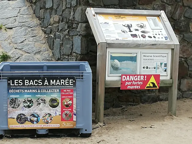 Bacs à marée pour la collecte des déchets marins