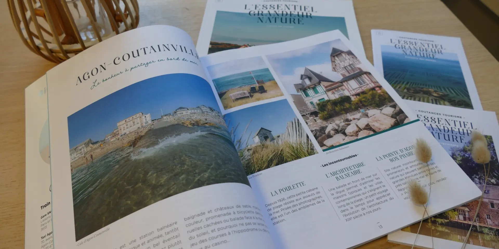 Open pages of a magazine with articles and images about nature
