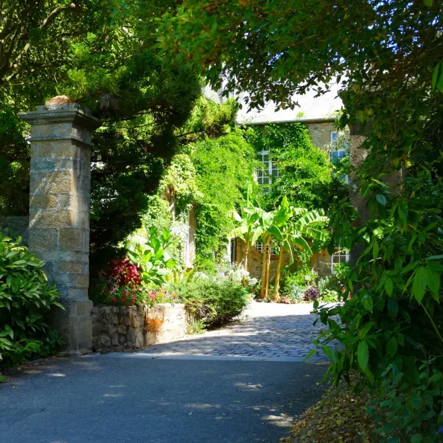 Allée menant à la cour du musée Quesnel Morinière depuis le jardin des plantes de Coutances
