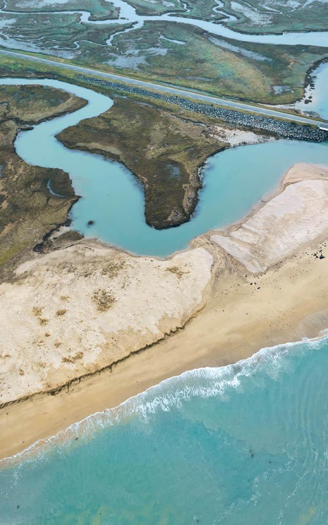 Vue aérienne du havre de Blainville sur Mer